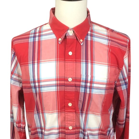 Abercrombie&Fitch Button Down Shirt Mens Red And White Plaid Large - Picture 1 of 7